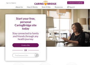 How caringbridge.org looks like on a tablet such as an iPad.