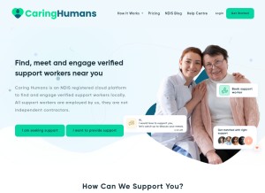 How caringhumans.com.au looks like on a tablet such as an iPad.
