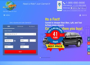 How carmellimo.com looks like on a tablet such as an iPad.