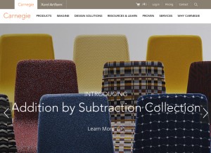 How carnegiefabrics.com looks like on a tablet such as an iPad.