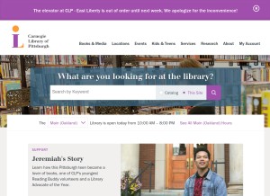 How carnegielibrary.org looks like on a tablet such as an iPad.