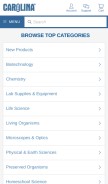 How carolina.com looks like on a mobile device such as an iPhone.