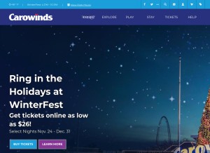 How carowinds.com looks like on a tablet such as an iPad.