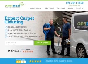 How carpetbright.uk.com looks like on a tablet such as an iPad.