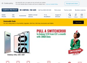 How carphonewarehouse.com looks like on a tablet such as an iPad.