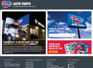 How carquest.com looks like on a tablet such as an iPad.