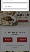 How carrabbas.com looks like on a mobile device such as an iPhone.