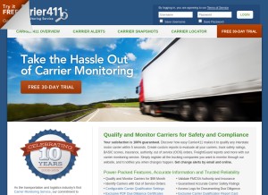How carrier411.com looks like on a tablet such as an iPad.