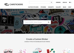 How carstickers.com looks like on a tablet such as an iPad.