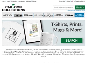 How cartooncollections.com looks like on a tablet such as an iPad.