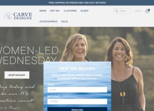 How carvedesigns.com looks like on a tablet such as an iPad.
