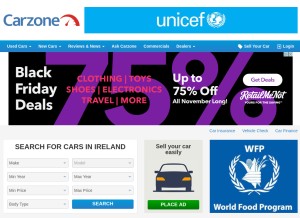 How carzone.ie looks like on a tablet such as an iPad.
