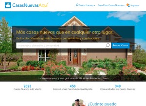 How casasnuevasaqui.com looks like on a tablet such as an iPad.