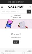 How casehut.com looks like on a mobile device such as an iPhone.