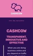 How cashcow.media looks like on a mobile device such as an iPhone.