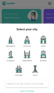 How cashify.in looks like on a mobile device such as an iPhone.