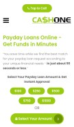 How cashone.com looks like on a mobile device such as an iPhone.