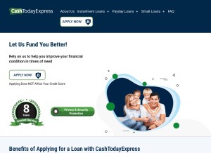 How cashtodayexpress.com looks like on a tablet such as an iPad.