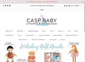 How caspbaby.com looks like on a tablet such as an iPad.