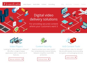 How castlabs.com looks like on a tablet such as an iPad.