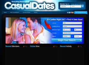 How casualdates.com looks like on a tablet such as an iPad.