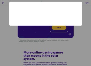 How casumo.com looks like on a tablet such as an iPad.