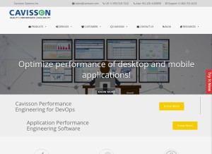 How cavisson.com looks like on a tablet such as an iPad.