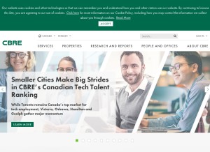 How cbre.ca looks like on a tablet such as an iPad.