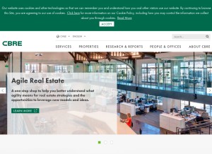 How cbre.cl looks like on a tablet such as an iPad.