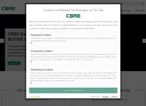 How cbre.dk looks like on a tablet such as an iPad.