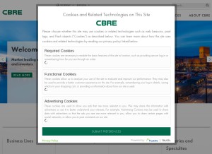 How cbre.no looks like on a tablet such as an iPad.