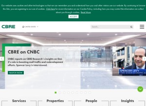 How cbre.us looks like on a tablet such as an iPad.