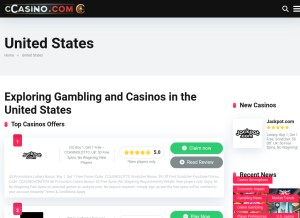 How ccasino.com looks like on a tablet such as an iPad.