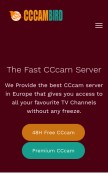 How cccambird.com looks like on a mobile device such as an iPhone.