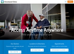 How ccf.org looks like on a tablet such as an iPad.