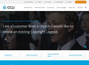 How ccli.com looks like on a tablet such as an iPad.