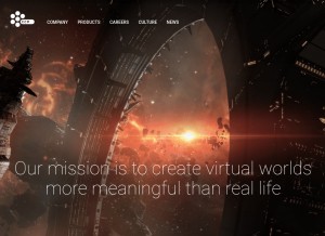 How ccpgames.com looks like on a tablet such as an iPad.