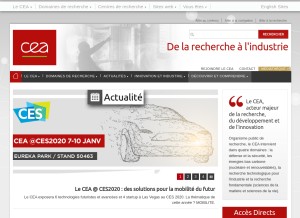 How cea.fr looks like on a tablet such as an iPad.