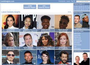 How celebheights.com looks like on a tablet such as an iPad.