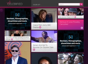 How celebified.com looks like on a tablet such as an iPad.