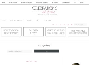 How celebrationsathomeblog.com looks like on a tablet such as an iPad.