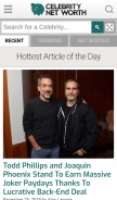 How celebritynetworth.com looks like on a mobile device such as an iPhone.