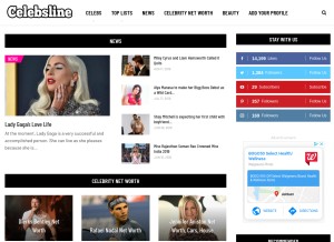 How celebsline.com looks like on a tablet such as an iPad.