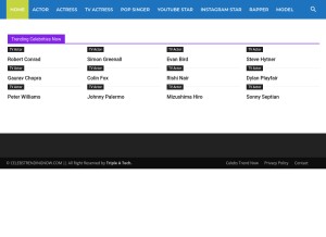 How celebstrendingnow.com looks like on a tablet such as an iPad.