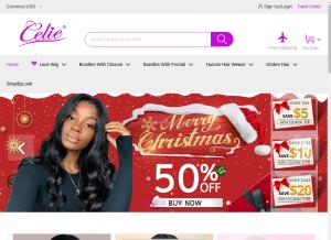 How celiehair.com looks like on a tablet such as an iPad.