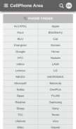 How cellphonearea.com looks like on a mobile device such as an iPhone.