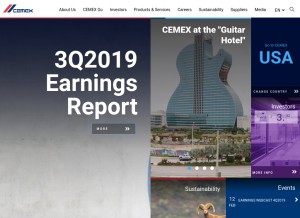 How cemex.com looks like on a tablet such as an iPad.