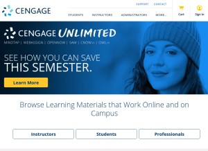 How cengagebrain.com looks like on a tablet such as an iPad.