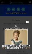 How centralcasting.com looks like on a mobile device such as an iPhone.