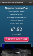 How centraldomainnames.com looks like on a mobile device such as an iPhone.